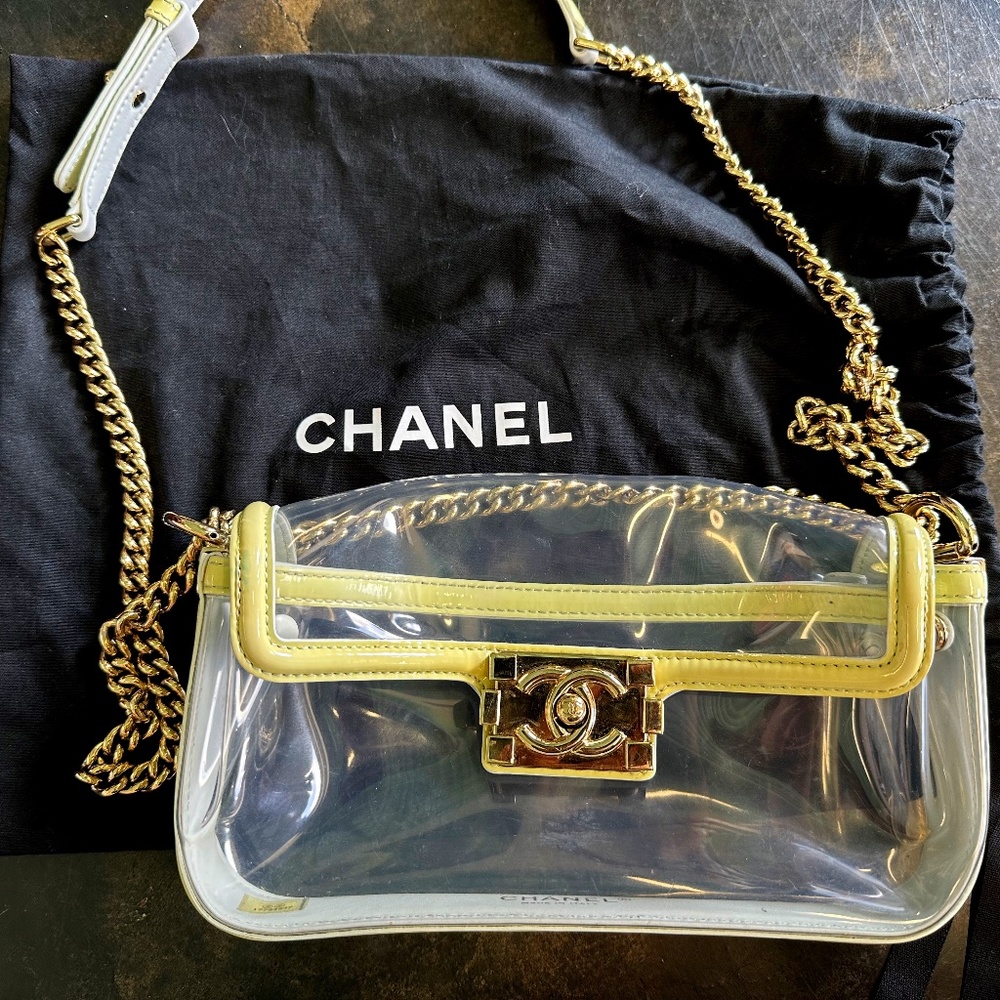 Chanel Limited Edition Boy Bag clear with pastel trim